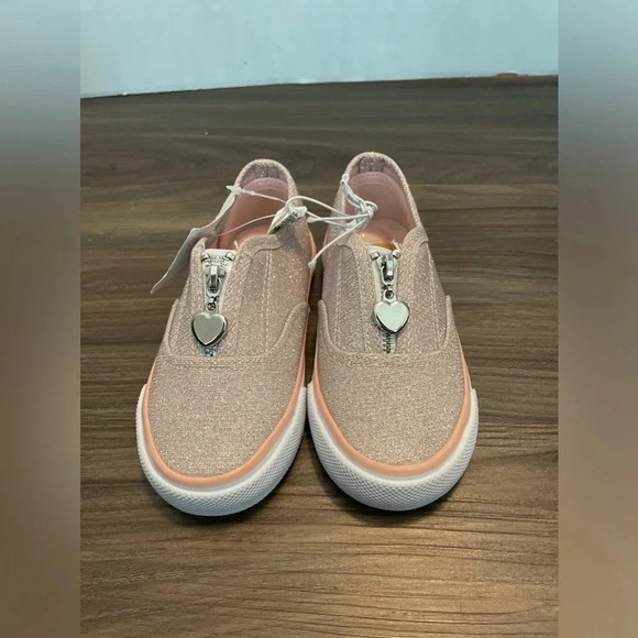 US Sports Baby Toddler Girls’ Sparkling Pink Slip On Zipper Sneaker Shoes Size 8 - Picture 1 of 7